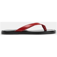 Zara - Contrast Leather Slide Sandals - Red - 5 - Woman | Zara US