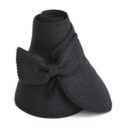 HDE Women's Roll Up Wide Brim Sun Visor Hiking Beach Hat Black | Walmart (US)