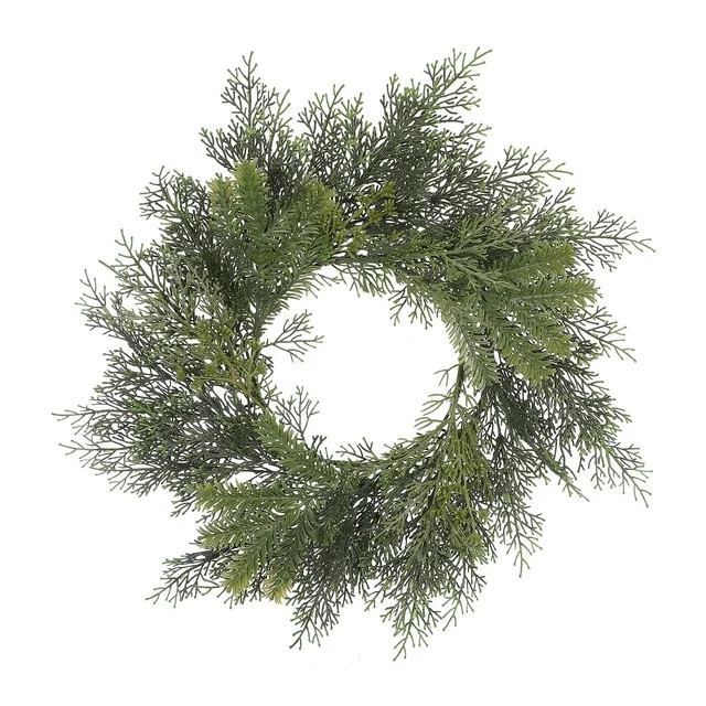 Mainstays 18 inch Artificial Green Pine Round Wreath, for Door or Wall, Metal Base | Walmart (US)