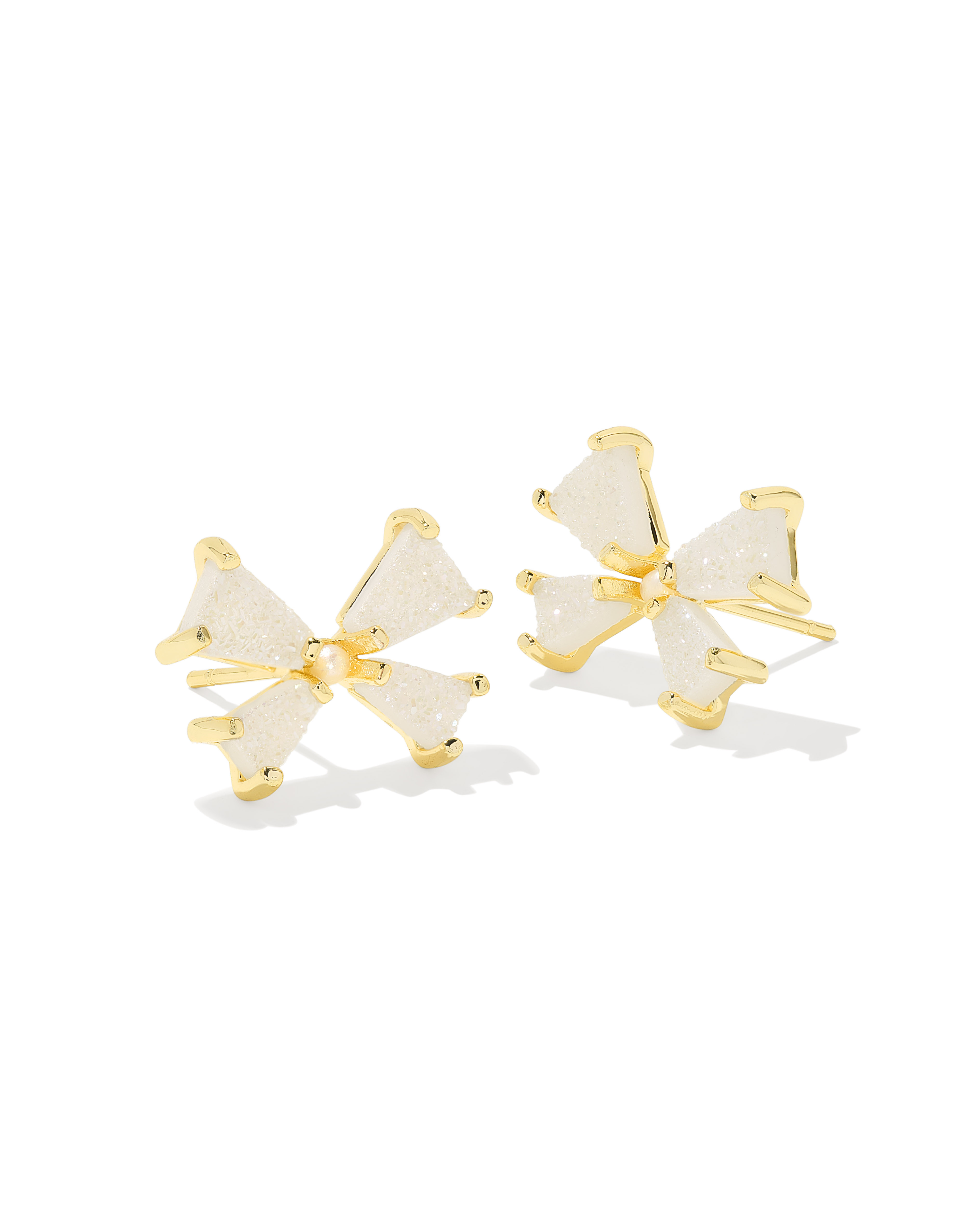 Blair Gold Bow Small Stud Earrings in Iridescent Drusy | Kendra Scott