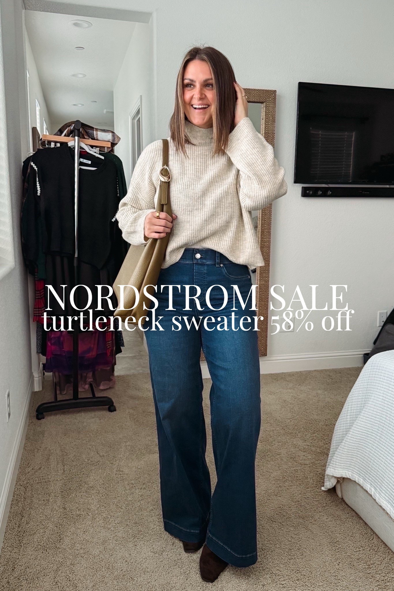 Turtleneck is selling out quickly!

I’m wearing a large - if you’re under 5’8 you may want the petite length 
Sweater is also a large, and the boots are my true size 10

Size 12, wide leg jeans, shapewear jeans, turtle neck outfit, jeans outfit, winter outfit inspo, midsize outfit, sale, Courtney Hamiltonn

#LTKootd #LTKMidsize #LTKSaleAlert