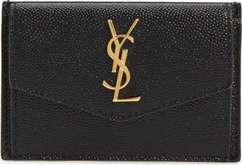 Uptown Pebbled Leather Flap Card Case | Nordstrom