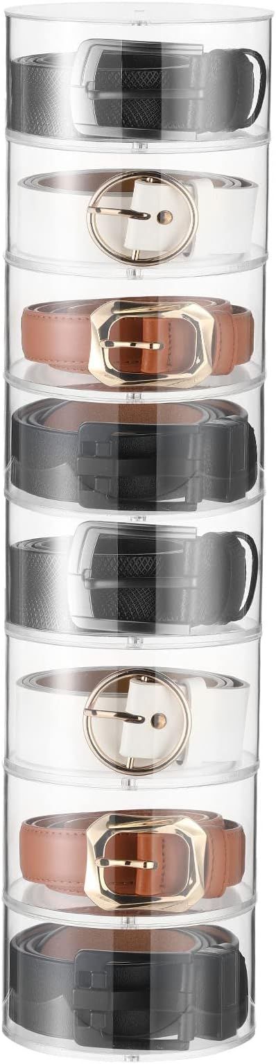 Belt Organizer Acrylic Display Case Belt Box Storage Holder with 8 Layers Acrylic Belt Case Stora... | Amazon (US)
