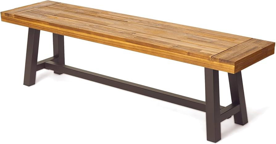 Christopher Knight Home Carlisle Outdoor Acacia Wood and Rustic Metal Bench, Sandblast Finish / R... | Amazon (US)