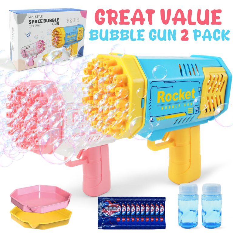 JUGAAD LIFE 2 Pack Bubble Machine for Kids, Bubble Gun 40 Holes, Electric Bubble Blower Maker Toy... | Walmart (US)