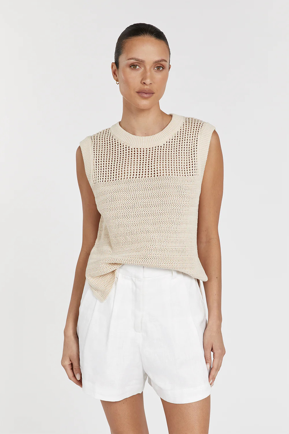 PHOENIX NATURAL SLEEVELESS KNIT TOP | DISSH