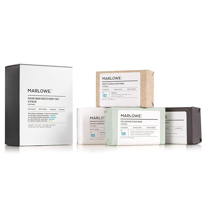 MARLOWE. Soap Discovery Gift Set, Mens Skin Care Variety Selection of Exfoliating Body Scrub, Cha... | Amazon (US)