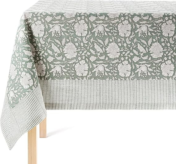 over&back Hand-Screened Tablecloth - Dining Table Cover - Each Tablecloth is Unique - 100% Cotton... | Amazon (US)