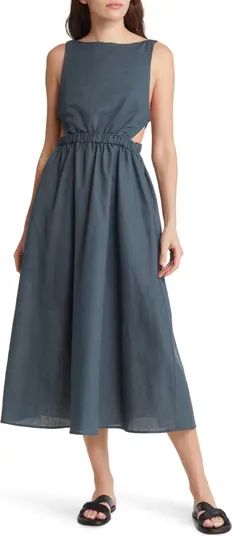 Open Back Linen & Cotton Apron Dress | Nordstrom