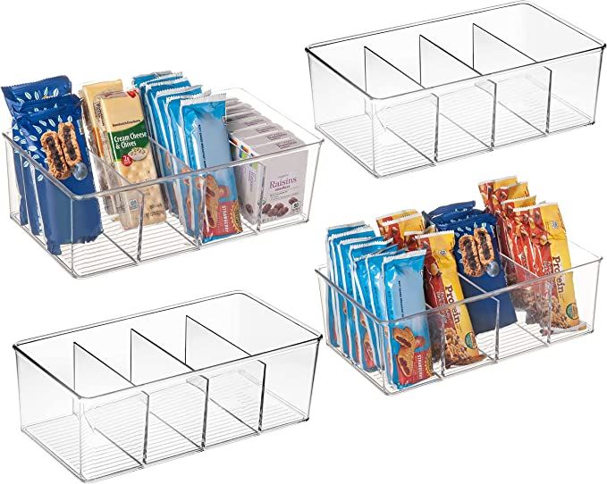 ClearSpace Plastic Pantry Organization Storage Bins with 4 Dividers (4 Pack) – Perfect Kitchen ... | Amazon (US)