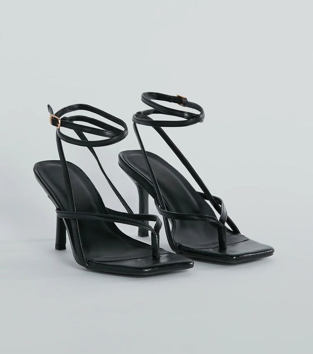 Eye-Catching Pop Strappy Thong Stiletto Sandals | Windsor Stores