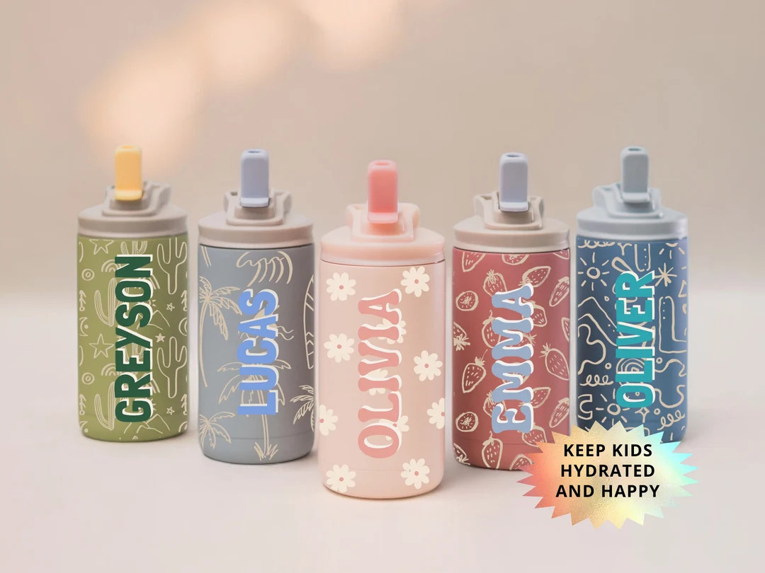 Personalized Name Water Bottle for Kids, Custom Name Stainless Steel Boy Sport Bottle, Customized... | Etsy (US)