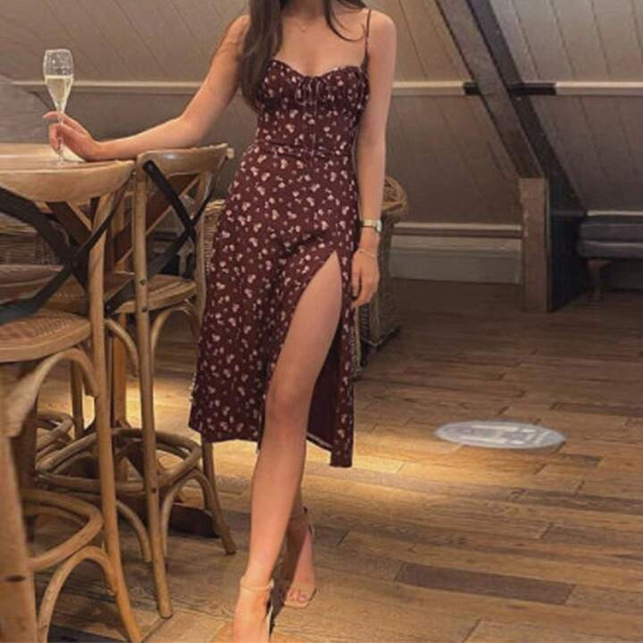 European And American Hot-Selling New Floral Backless Slim Fit Strap Bodycon Plus Size Dress For Women | SHEIN