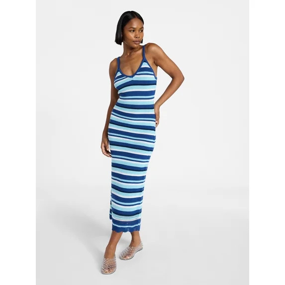 No Boundaries Cotton Crochet Cami Midi Dress, Women's XXS-XXL - Walmart.com | Walmart (US)