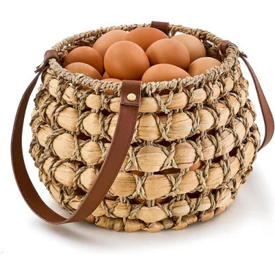 Farmhouse Oval Egg Baskets For Collecting Fresh Eggs,Small Wicker Basket With Handle,Garden Harvest Basket For Gathering Vegetables,Fruit Basket Bin F | Wayfair North America
