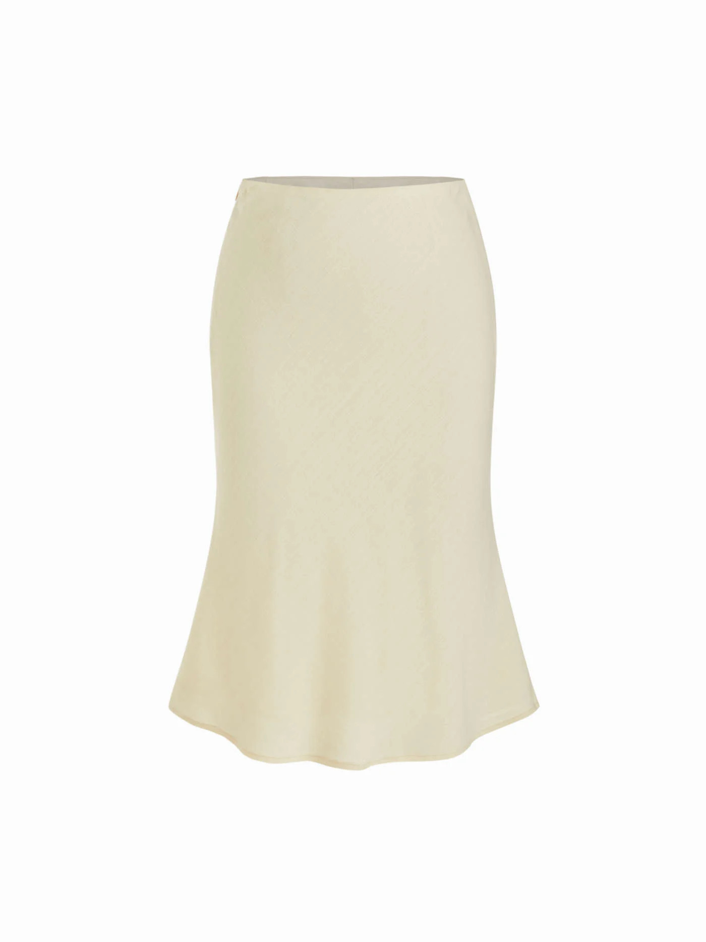 Linen-blend Linen-blend Mid Rise Mermaid Midi Skirt For Daily Casual Work | Cider