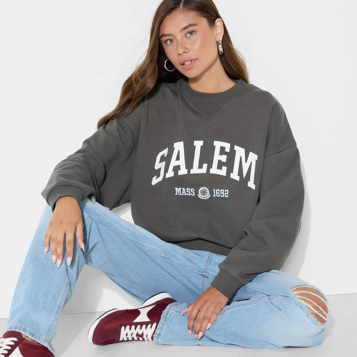 Women's Salem Graphic Sweatshirt - Gray L | Target