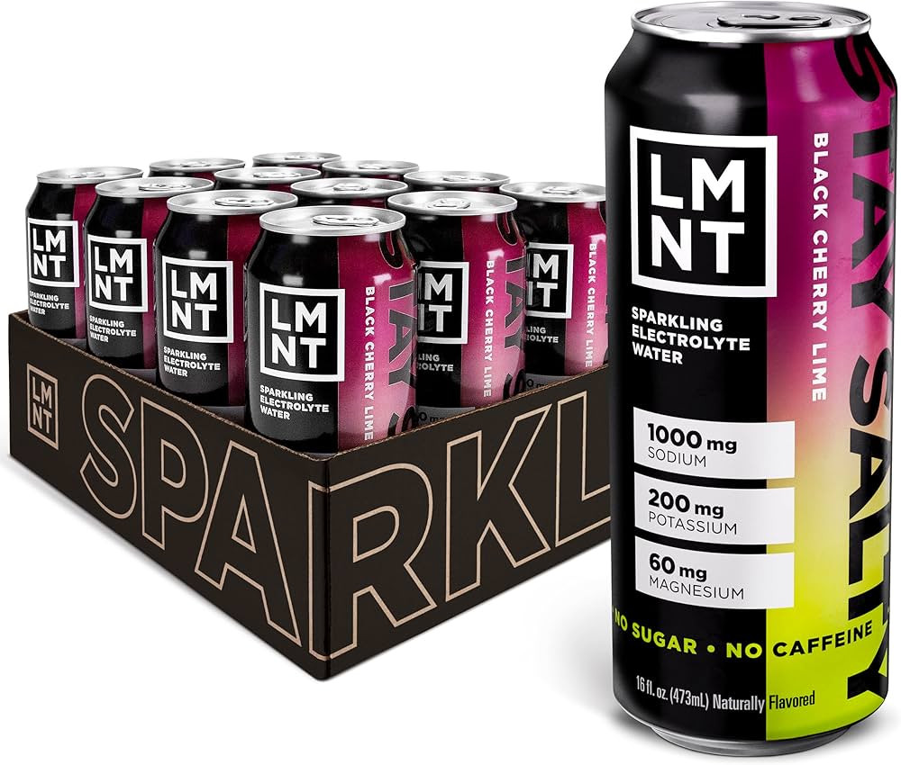LMNT Sparkling Electrolyte Water - Black Cherry Lime | 12-Count | Amazon (US)