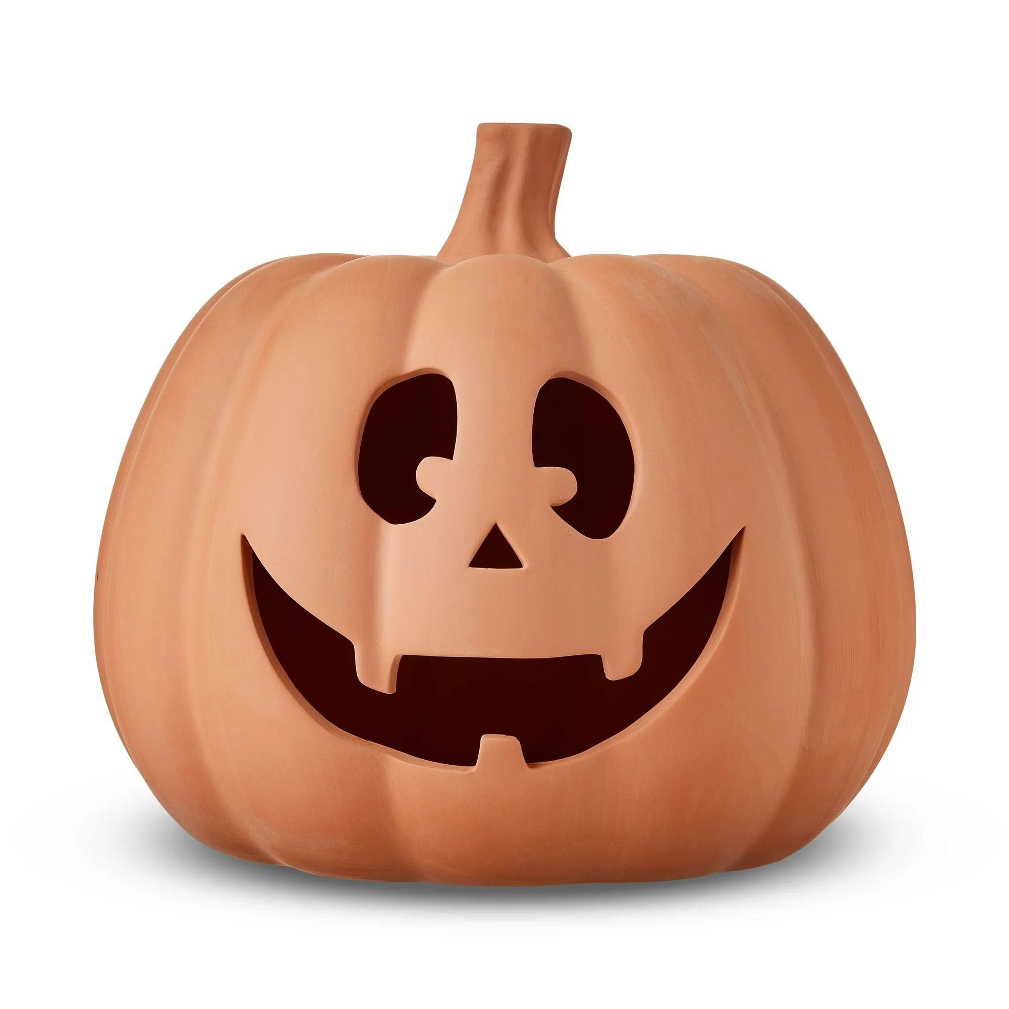 Clay Jack-o'-Lantern Tabletop Fall Halloween Decor, Brown, 9", by Way To Celebrate - Walmart.com | Walmart (US)