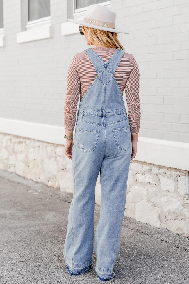 Many Moments Medium Wash Flared Overalls FINAL SALE | Pink Lily