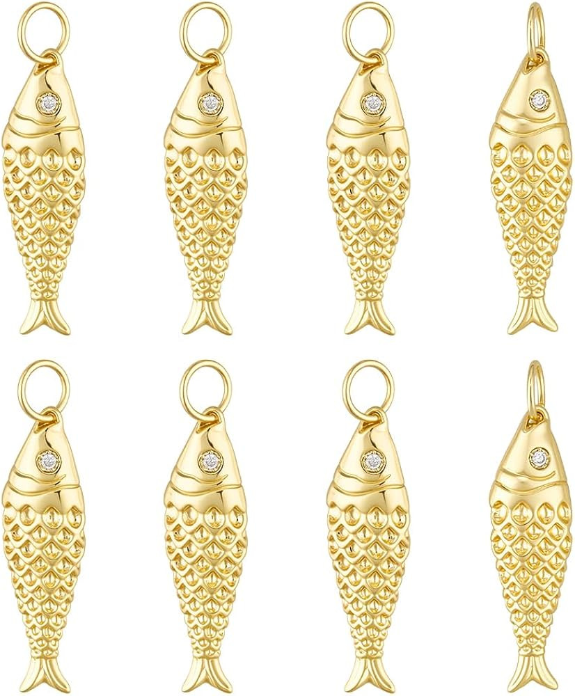 BENECREAT 8Pcs Brass Fish Charms, Gold & Platinum Sea Animal Fish Shaped Pendants for DIY Bracele... | Amazon (US)
