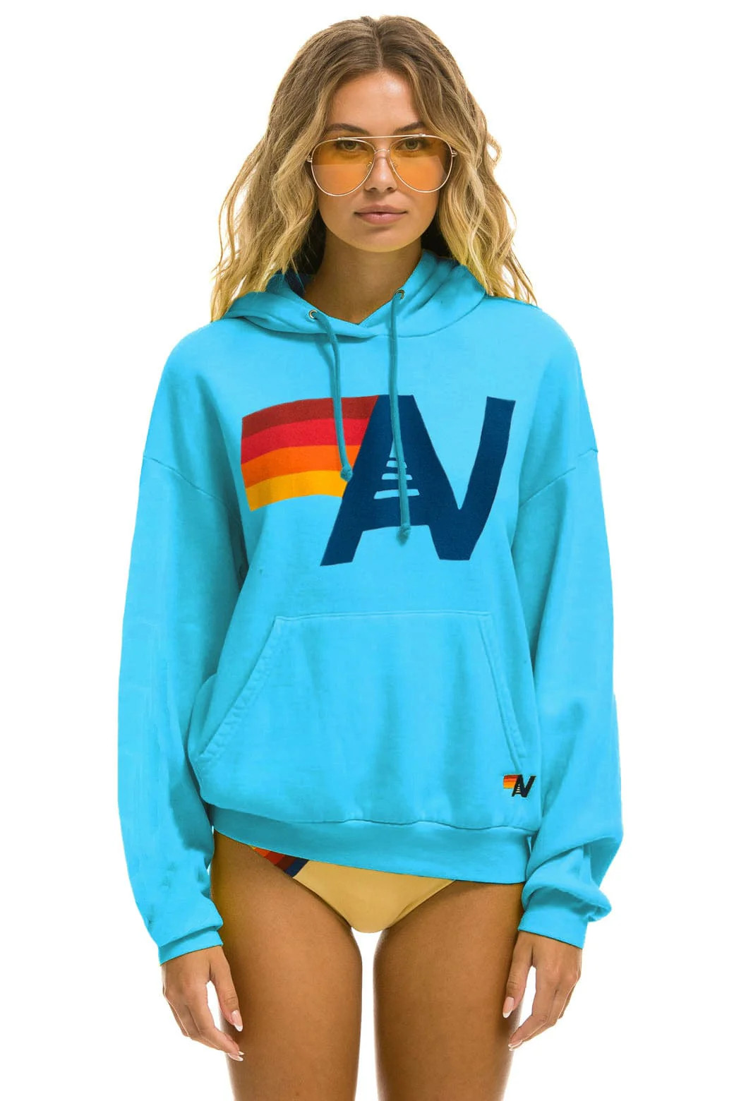 LOGO PULLOVER RELAXED HOODIE - NEON BLUE | Aviator Nation
