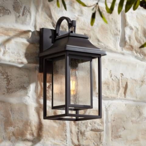 Cecile 15" High Bronze Framed Box Outdoor Wall Light - #79J60 | Lamps Plus | Lamps Plus