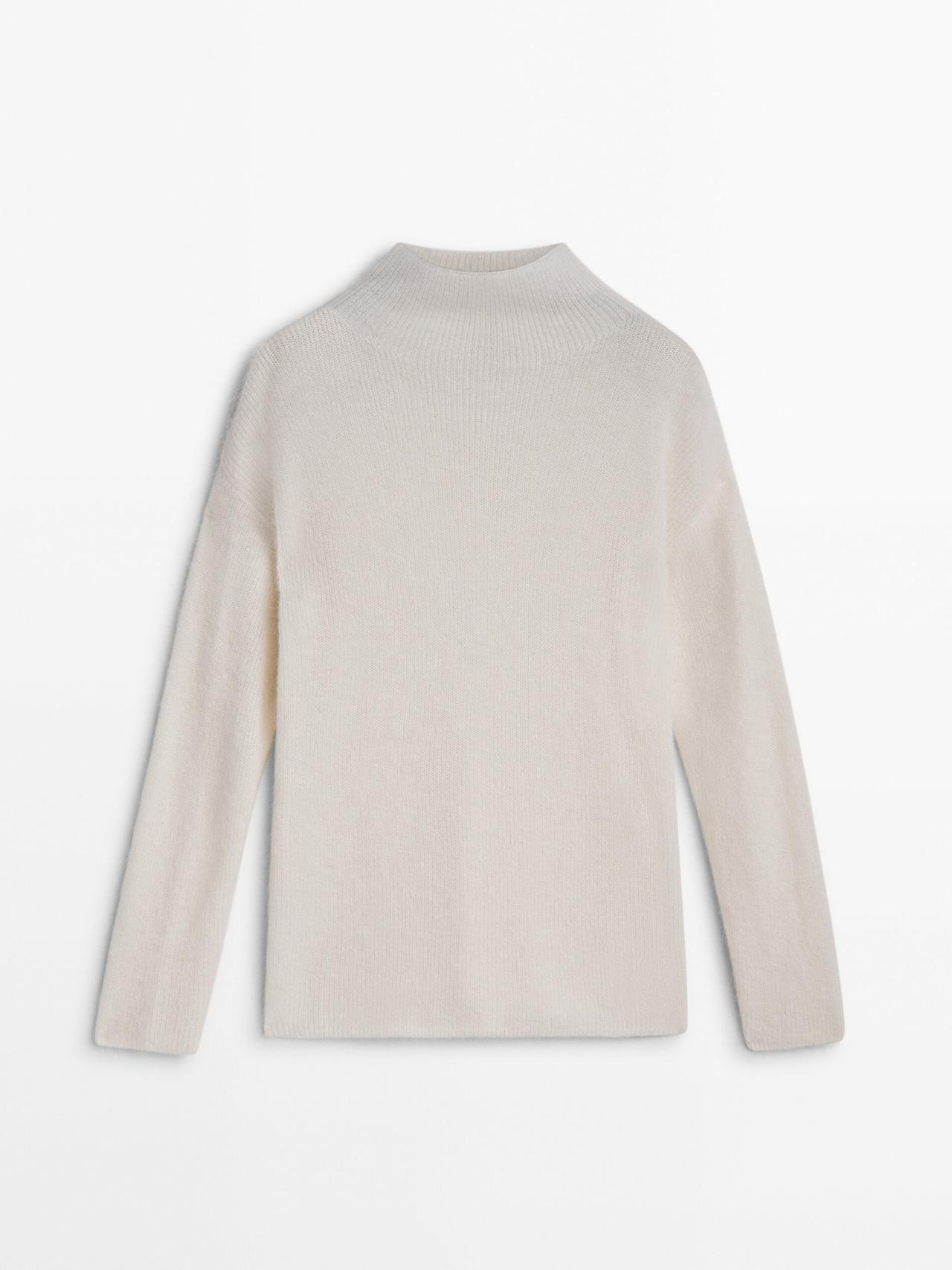 Soft mock turtleneck purl knit sweater | Massimo Dutti UK