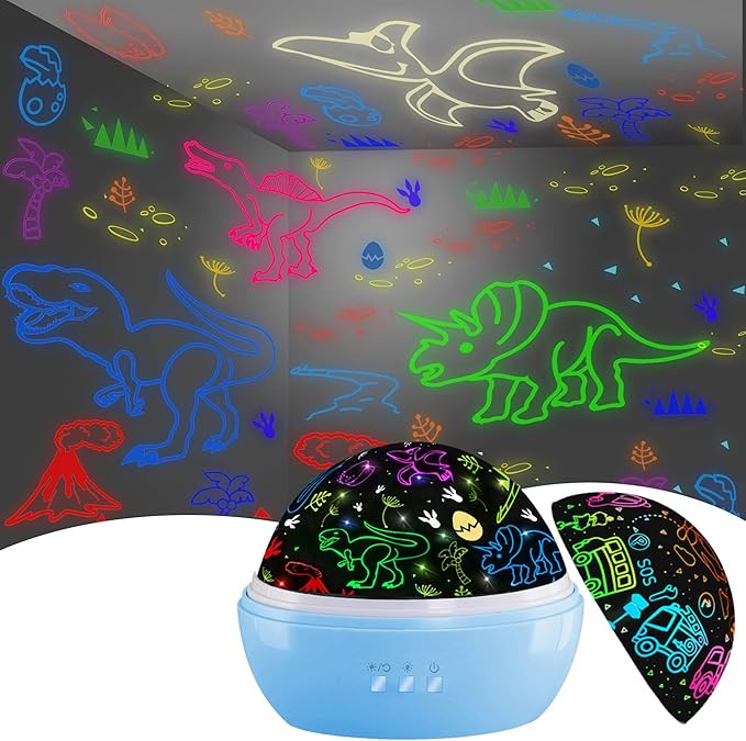 Night Light for Kids,Dinosaur Decor Boys Room,Projection and Night Light Mode 360° Rotation Lamp... | Amazon (US)