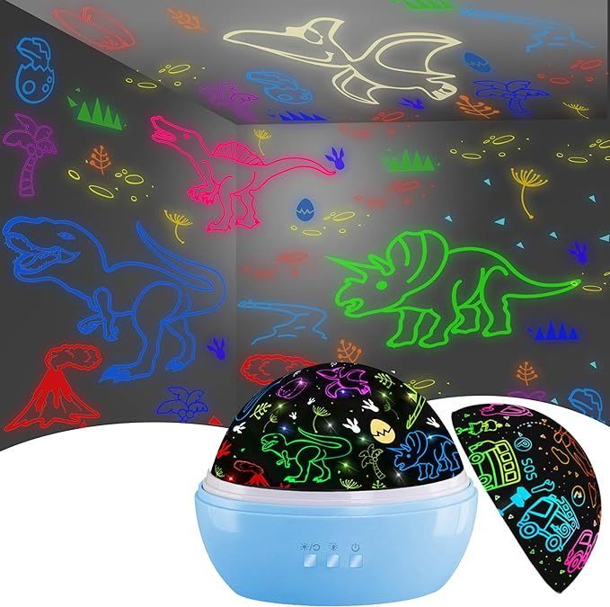 Night Light for Kids,Dinosaur Decor Boys Room,Projection and Night Light Mode 360° Rotation Lamp... | Amazon (US)