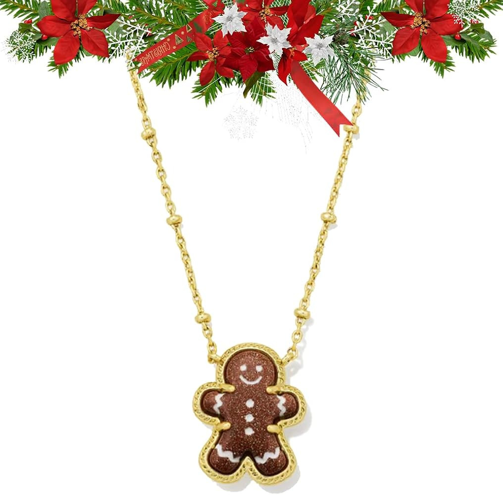 Gold Christmas Short Pendant Necklace, Xmas Pendants Necklaces, Holiday Fashion Jewelry for Woman... | Amazon (US)