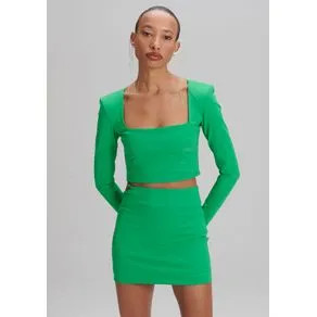 Blusa Cropped Manga Longa Verde PP | OffPremium (BR)