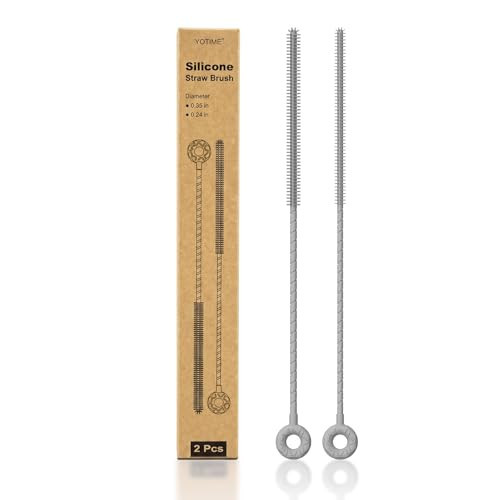 YOTIME Silicone Straw Cleaner Brush, 2 Pcs Reusable Straw Brush(6mm+9mm) for Cleaning Narrow & Wide Straws, Tumblers, Gray | Amazon (US)