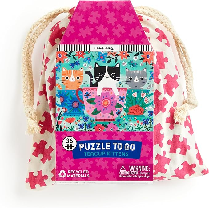 Mudpuppy Teacup Kittens – 36 Piece Puzzle to Go Featuring A Flowery Scene with Cats in Cups Per... | Amazon (US)