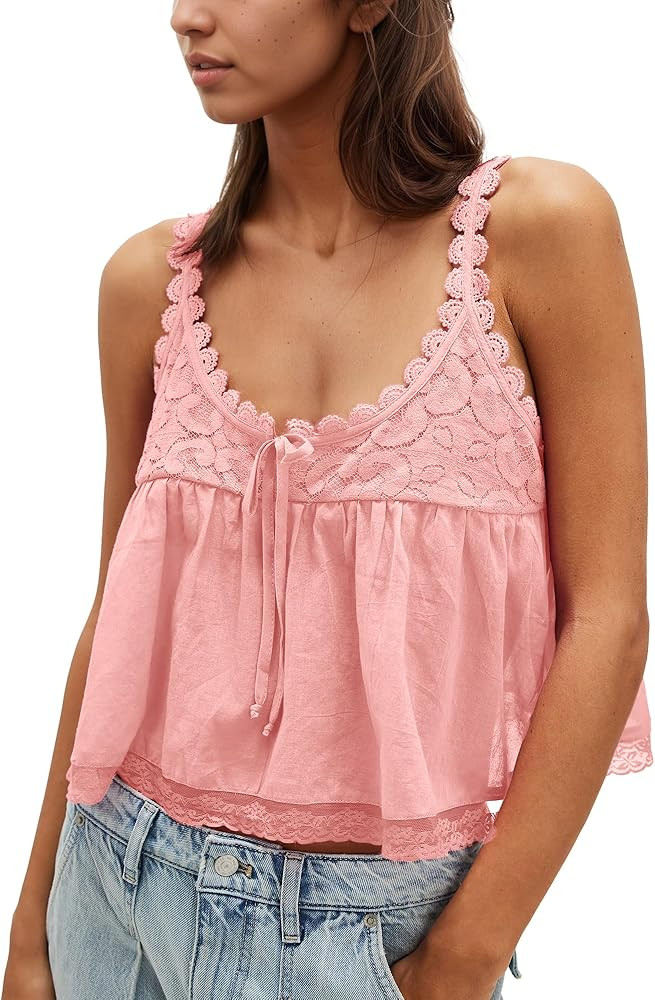 Gacaky Womens Summer Boho Lace Tank Top Casual Beach Vacation Y2k Tops Fashion Crop Tops Clothes 2026 | Amazon (US)