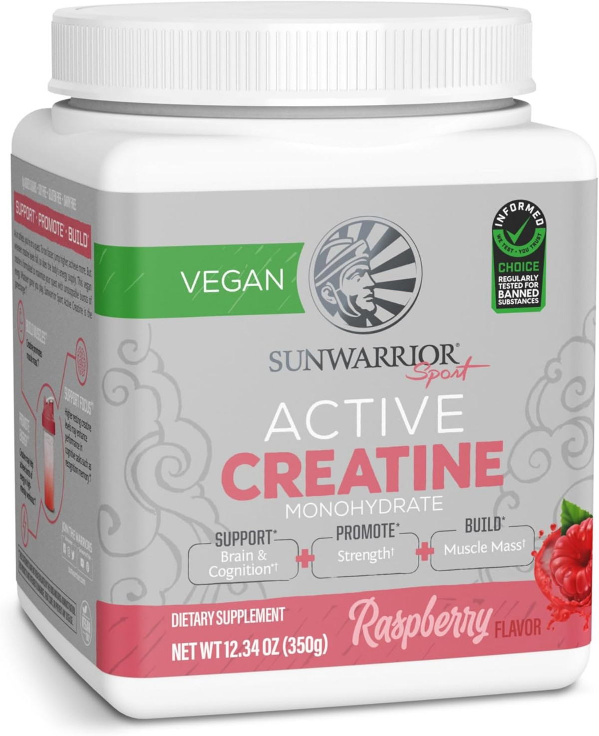 Sunwarrior Active Creatine Powder, Creatine Monohydrate for Muscle Building Support, Raspberry Flavor, 350gm | Macy's