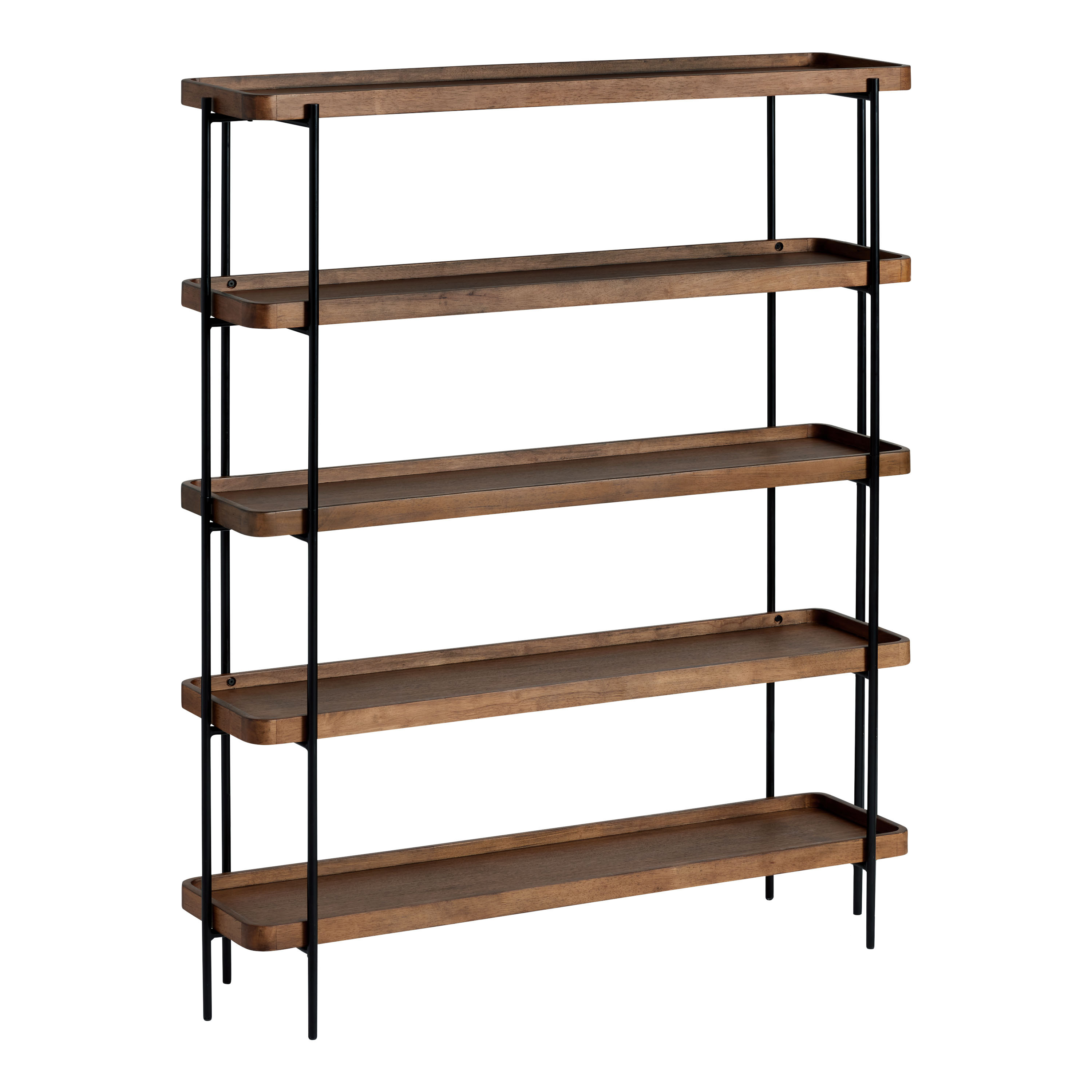 Kaili Tall Vintage Acorn and Black Metal Bookshelf | World Market