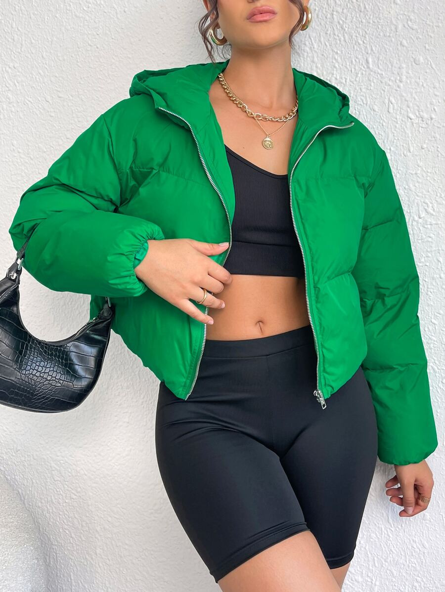 SHEIN EZwear Drop Shoulder Zipper Puffer Coat
   
      SKU: sw2207134058057745
          (38 Rev... | SHEIN