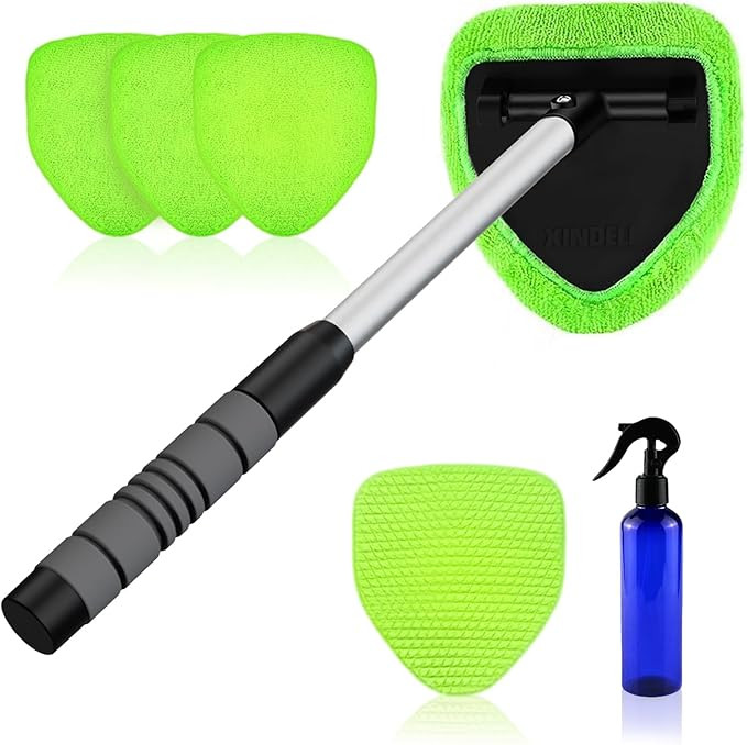 XINDELL Windshield Cleaner Tool – Car Interior Window Cleaning Kit with Extendable Handle & 4 M... | Amazon (US)