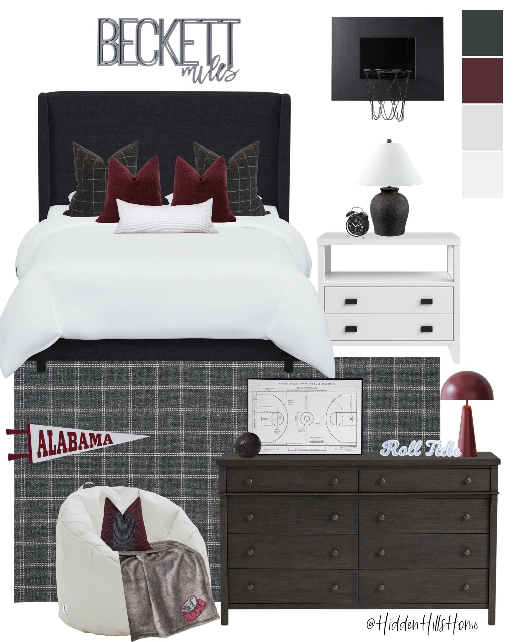 Alabama bedroom mood board, Roll Tide bedroom design, University of Alabama bedroom mood board #Bama #bedroom

#LTKSaleAlert #LTKKids #LTKHome