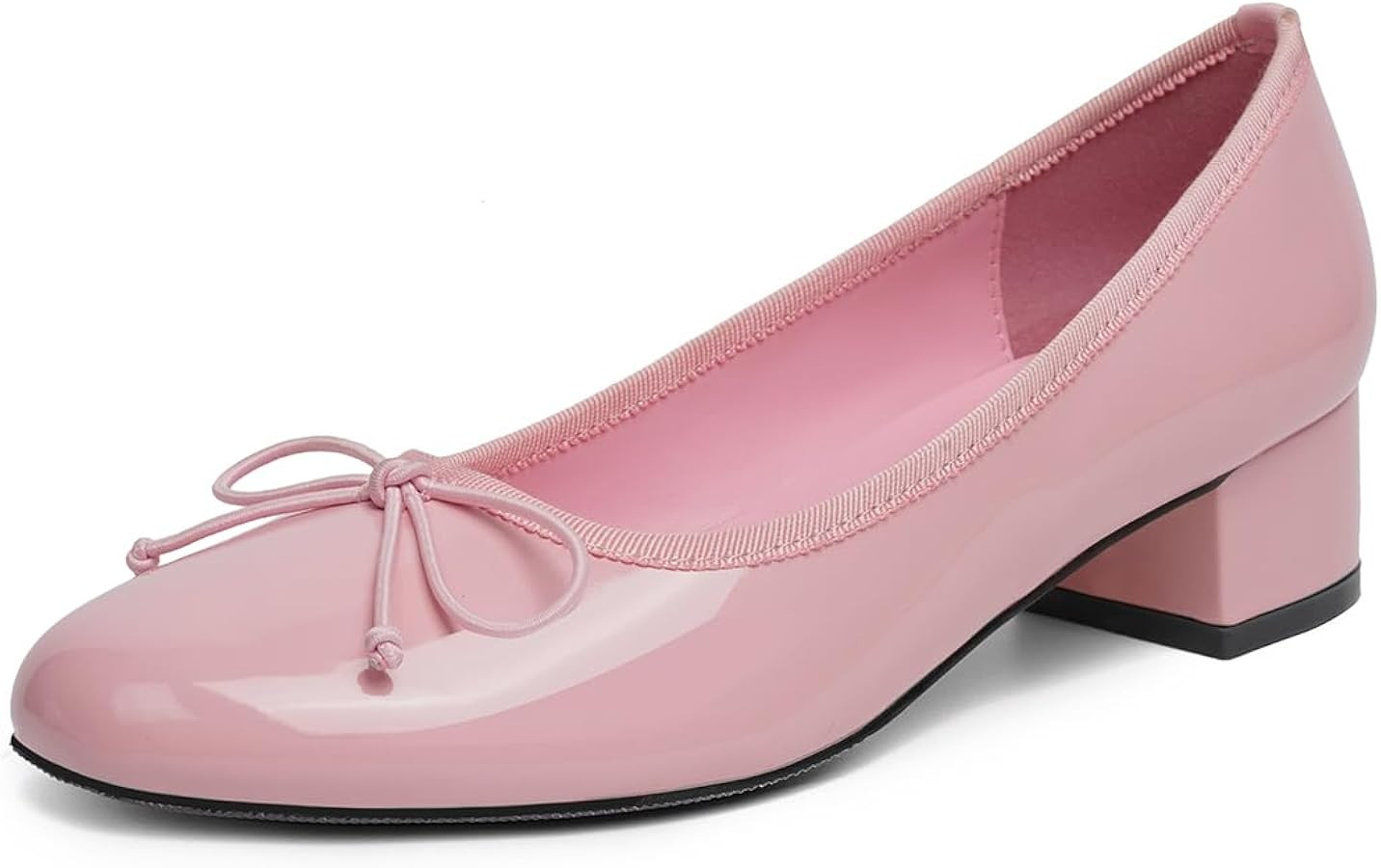 Vertundy Women's Round Toe Ballet Pumps Low Chunky Block Heel Flats | Amazon (US)