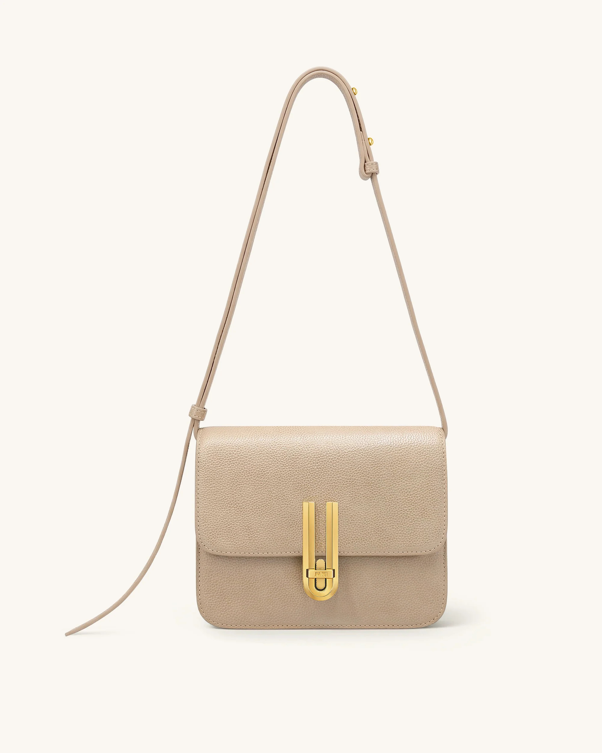 Evania Lock Pebbled Shoulder Bag - Khaki | JW PEI US