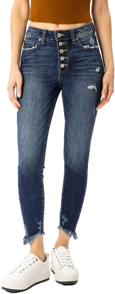 Kan Can Women's High Rise Button Fly Skinny Jeans - KC8577 | Amazon (US)