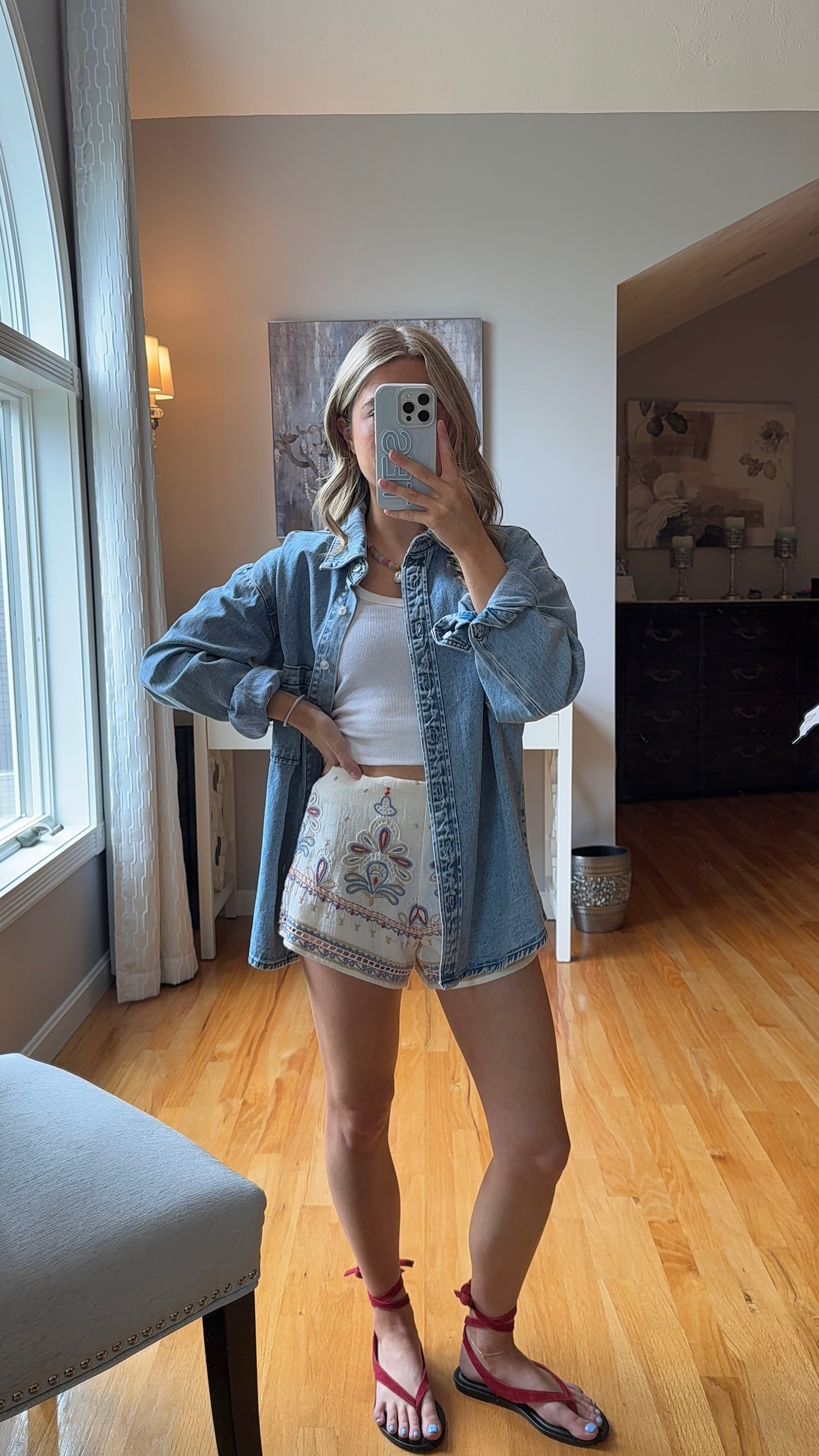 shorts are zara, wearing xs in jean top and tank 
shoes are old anthropologie 

 #LTKootd #LTKSeasonal #LTKU