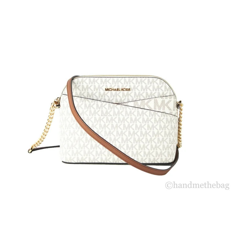 Michael Kors Jet Set Travel Medium Dome Crossbody Bag Pvc Logo Signature Vanilla - Walmart.com | Walmart (US)