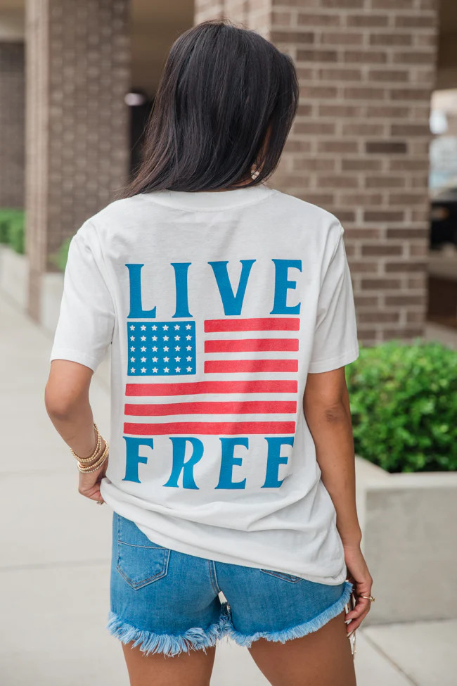 Live Free White Comfort Colors Graphic Tee | Pink Lily