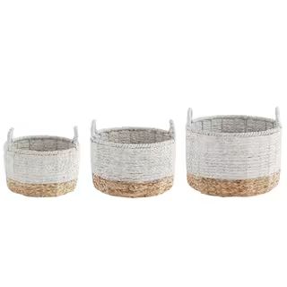 Home Decorators Collection Round White and Natural Braided Decorative Baskets (Set of 3) BA181222... | The Home Depot
