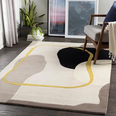 Bamse Abstract Hand-Tufted Wool Light Gray/Taupe Area Rug | Wayfair North America