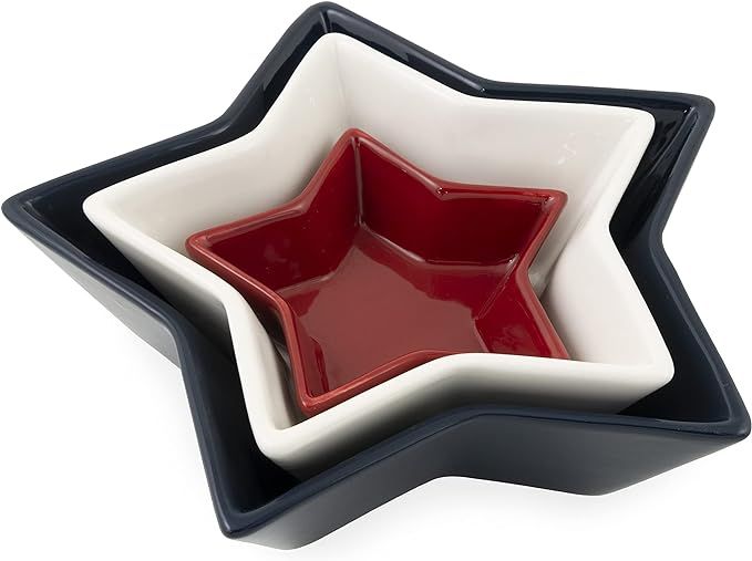 Boston International Ceramic Nesting Prep Bowls, 3 Sizes, One Flag One Nation | Amazon (US)
