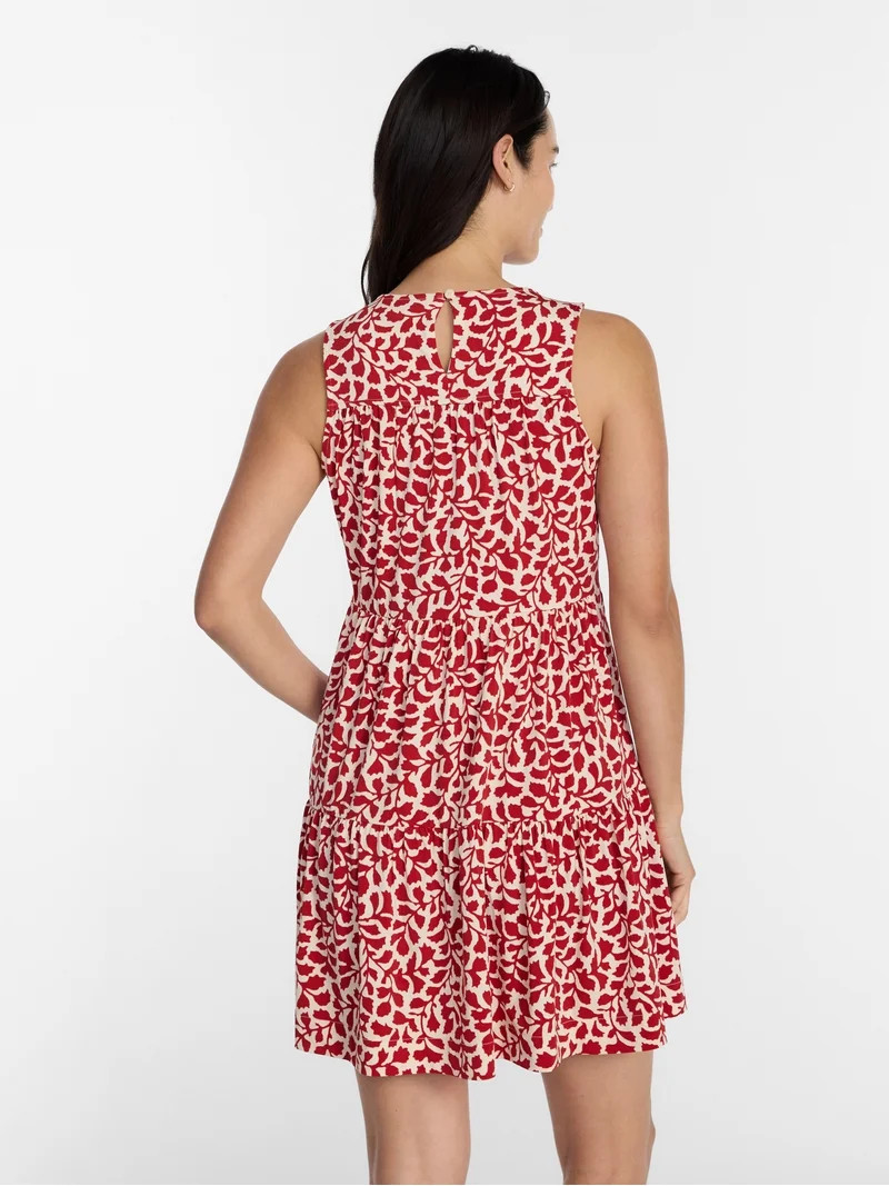 Time and Tru Women's and Women's Plus Sleeveless Tiered Mini Dress, Sizes XS-4X | Walmart (US)